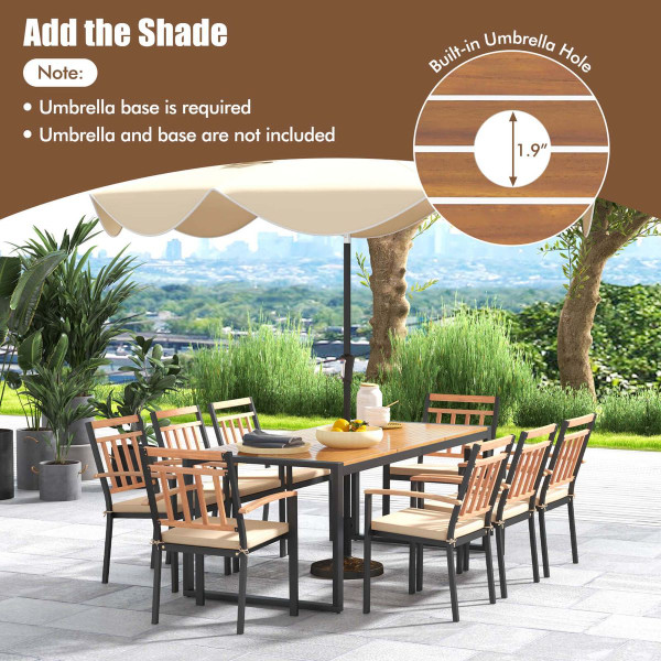 9-Piece Patio Dining Set with Soft Cushions and 1.9-Inch Umbrella Hole product image