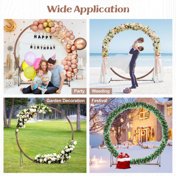 7.4 ft Wooden Round Wedding Arch Arbor Backdrop Stand product image