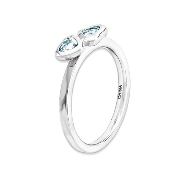 Aquamarine Double Heart Ring 2/5 Carat in Sterling Silver product image