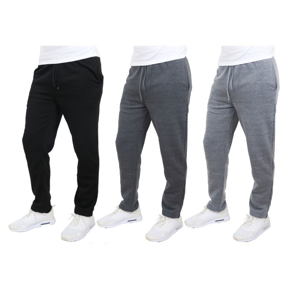 Men's Fleece-Lined Open-Bottom Classic Sweatpants (3-Pack) product image