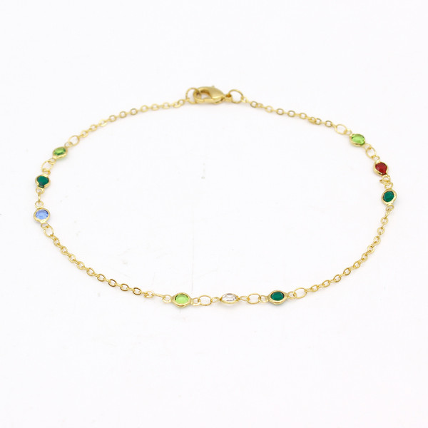 18K Gold-Plated Faux Jewel Ankle Bracelet product image