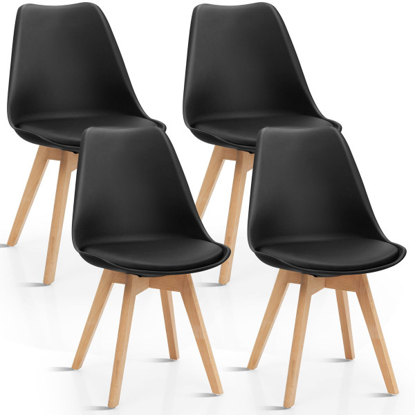 Mid-Century Modern Shell Dining Chair with PU Seat (Set of 4) product image