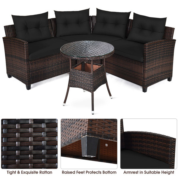 4-Pieces Outdoor Patio Rattan Furniture Set product image