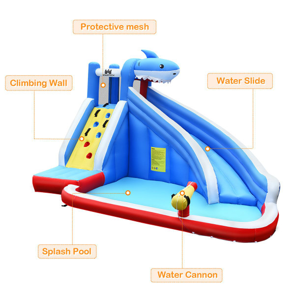 Inflatable Shark Water Slide Bounce House with Blower product image