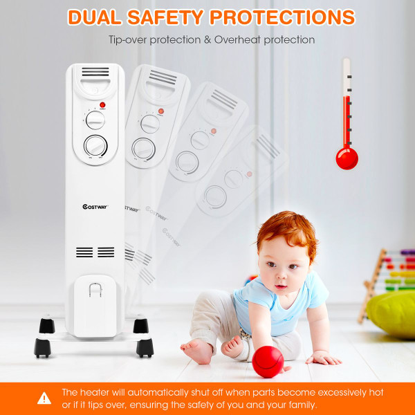1500W Electric Space Heater with 3 Heat Settings & Safe Protection product image