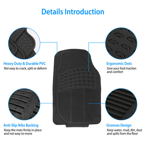 4-Piece Black PVC Car Floor Mats - Front & Rear product image