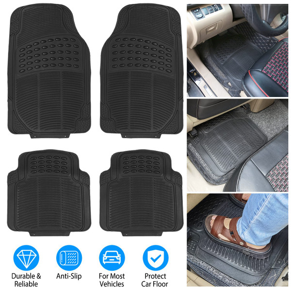 4-Piece Black PVC Car Floor Mats - Front & Rear product image