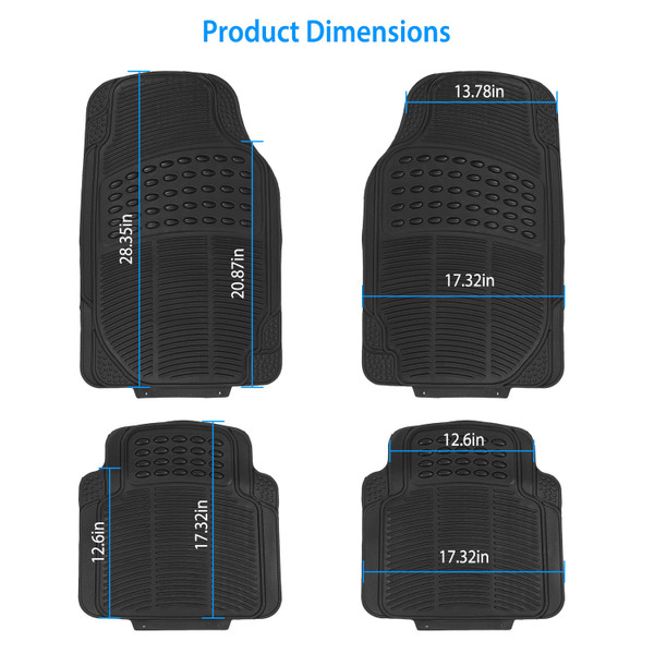 4-Piece Black PVC Car Floor Mats - Front & Rear product image