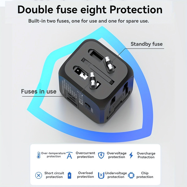 Universal Power Travel Plug Adapter - Foldable (1 or 2-Pack) product image
