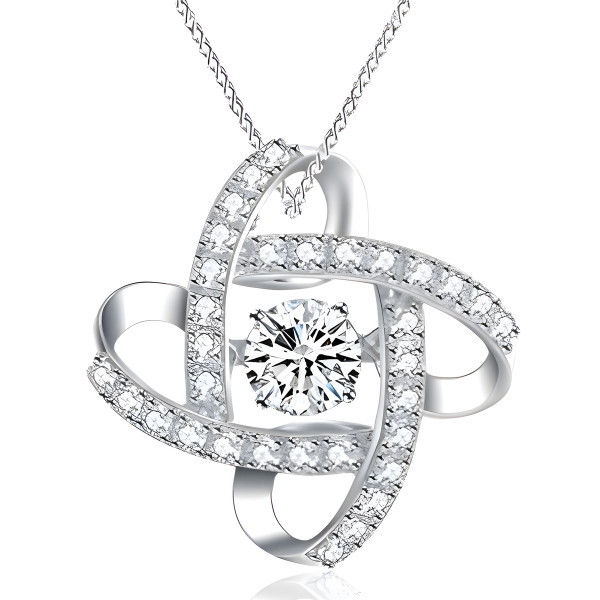 18-Inch Sterling Silver White Gold-Plated CZ Infinity Pendant Necklace product image