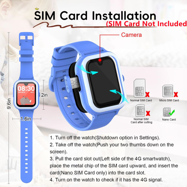 4G GPS Kids Smartwatch 1.78" AMOLED Large Touch Screen Smart Watch with Video Voice Calls,SOS,Camera,Pedometer Alarm,Game(Pink) product image