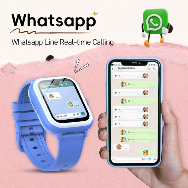 4G GPS Kids Smartwatch 1.78" AMOLED Large Touch Screen Smart Watch with Video Voice Calls,SOS,Camera,Pedometer Alarm,Game(Pink) product image