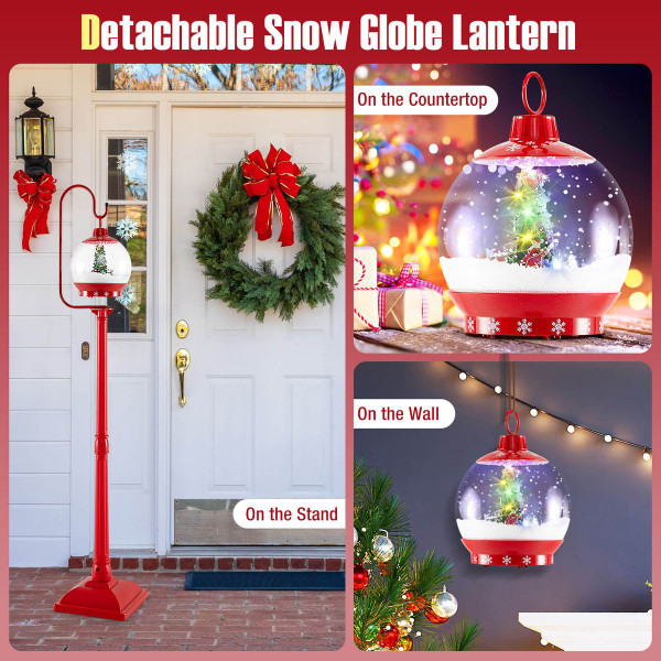 68-Inch Musical Christmas Street Lamp with Snow Globe product image