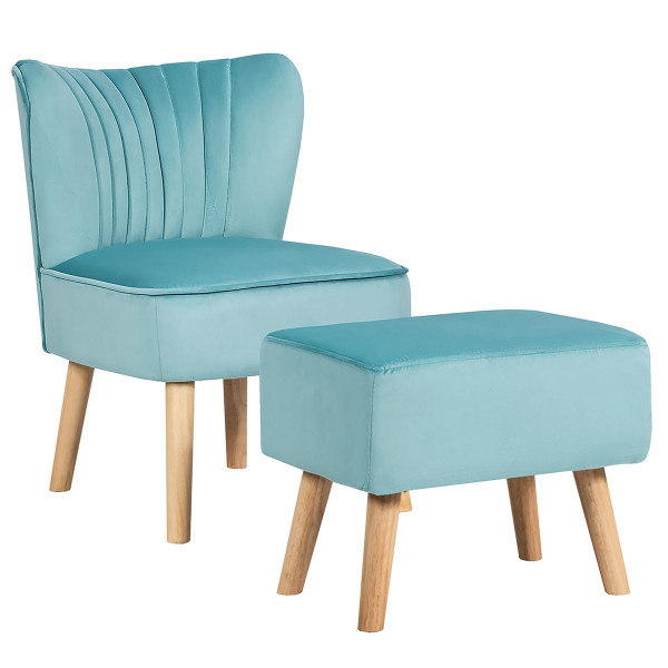 Velvet Tufted Leisure Chair and Ottoman  product image