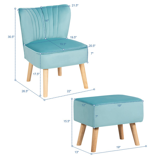 Velvet Tufted Leisure Chair and Ottoman  product image