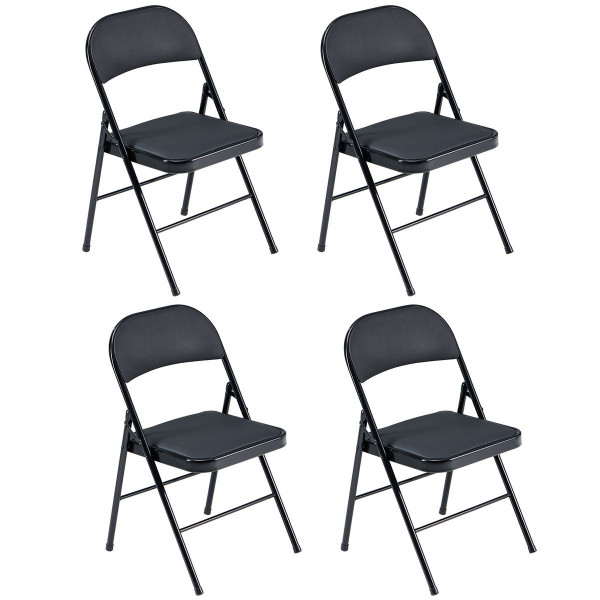 Stackable & Folding Iron Chair with Padded Seat (4-Pack) product image