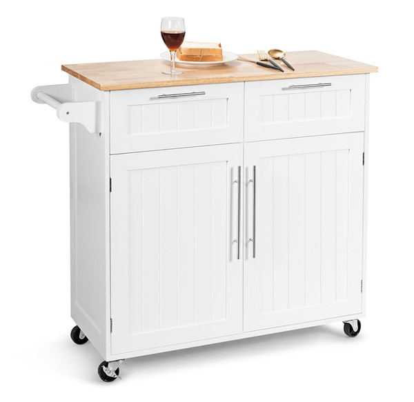 Wood Top Rolling Kitchen Island product image