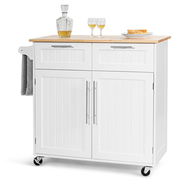 Wood Top Rolling Kitchen Island product image