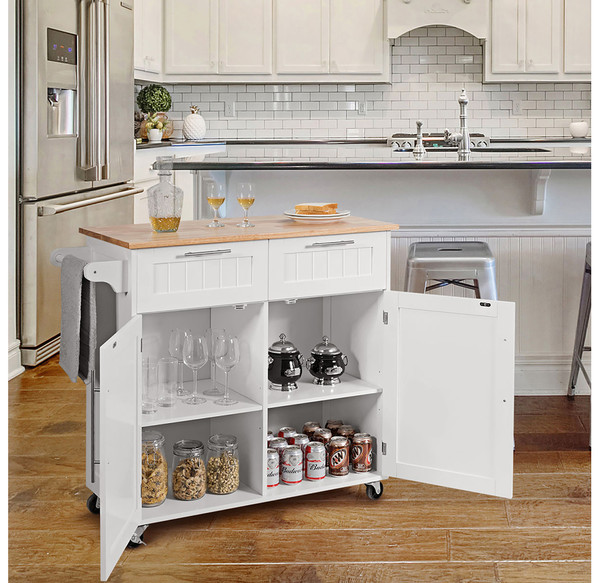 Wood Top Rolling Kitchen Island product image