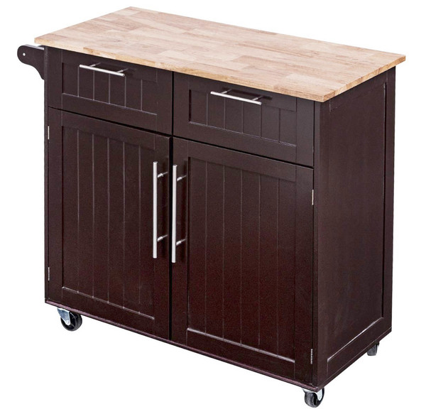 Wood Top Rolling Kitchen Island product image