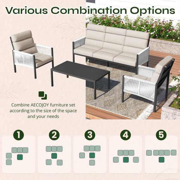 4-Piece Aluminum Patio Furniture Set with Coffee Table product image