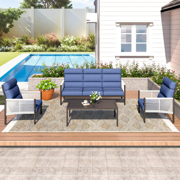 4-Piece Aluminum Patio Furniture Set with Coffee Table product image