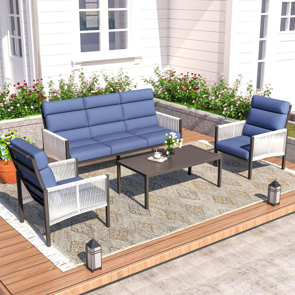 4-Piece Aluminum Patio Furniture Set with Coffee Table product image