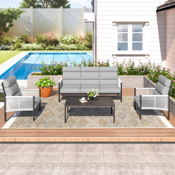 4-Piece Aluminum Patio Furniture Set with Coffee Table product image
