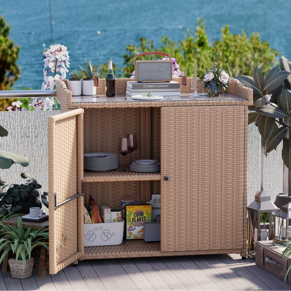 Outdoor Rattan Storage Cabinet product image