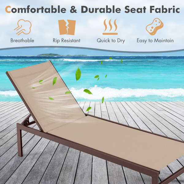 6-Position Chaise Lounge Chair with Rustproof Aluminum Frame (1 or 2-Pack) product image