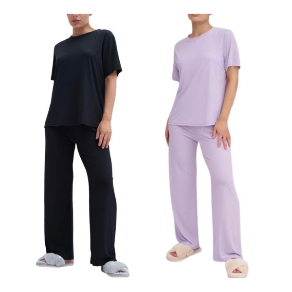 Women's Silky Short Sleeve Pajama Set with Top & Bottom (2-Pack) product image