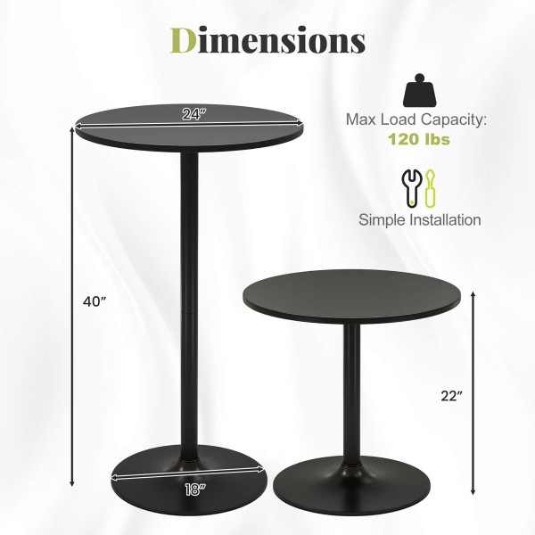 24-Inch Modern Round Cocktail Table with Metal Base (2 to 6-Pack) product image