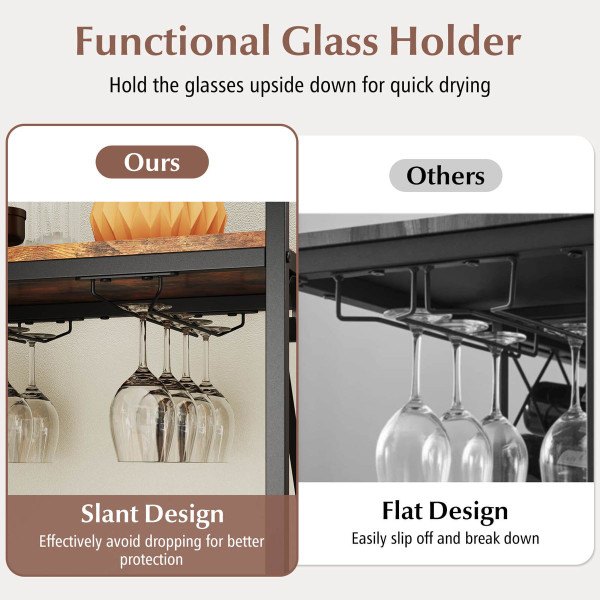 21-Bottle Wine Rack Organizer with 2-Row Slant Glass Holders product image