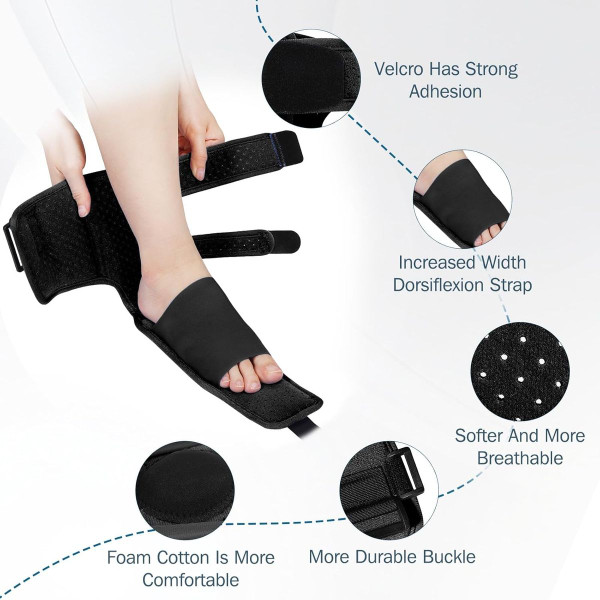Plantar Fasciitis Night Splint, Plantar Fasciitis Relief Brace with Adjustable Straps,Achilles Tendonitis, Day & Night Support, Black product image