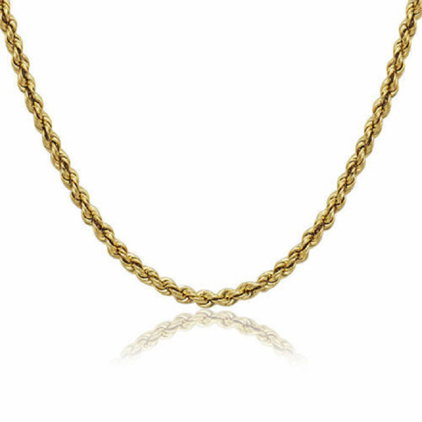 Solid 10K Yellow Gold 3mm Rope Chain Necklace product image