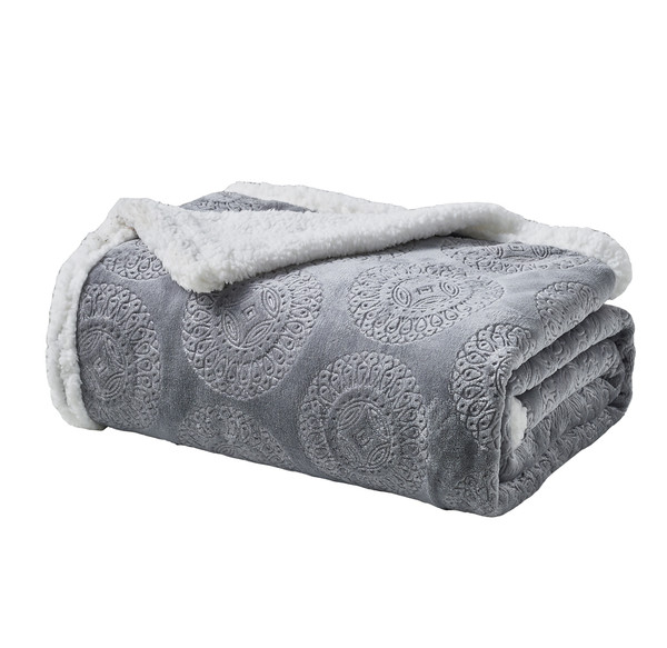 Sheradian Embossed Print Fleece/Sherpa Reversible Throw Blanket product image