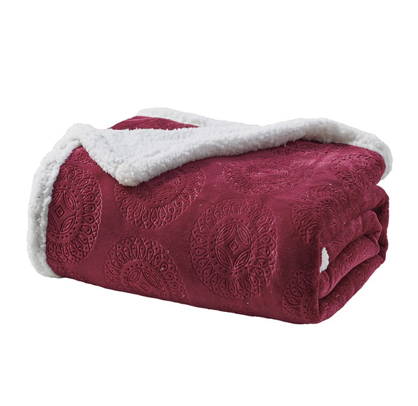 Sheradian Embossed Print Fleece/Sherpa Reversible Throw Blanket product image