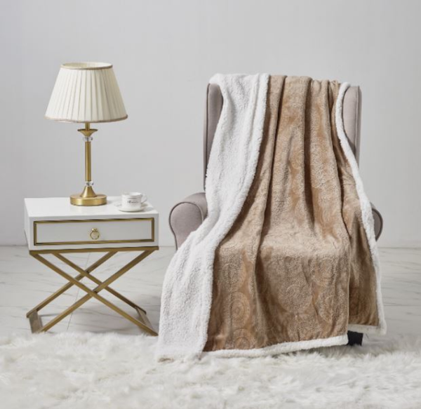 Sheradian Embossed Print Fleece/Sherpa Reversible Throw Blanket product image