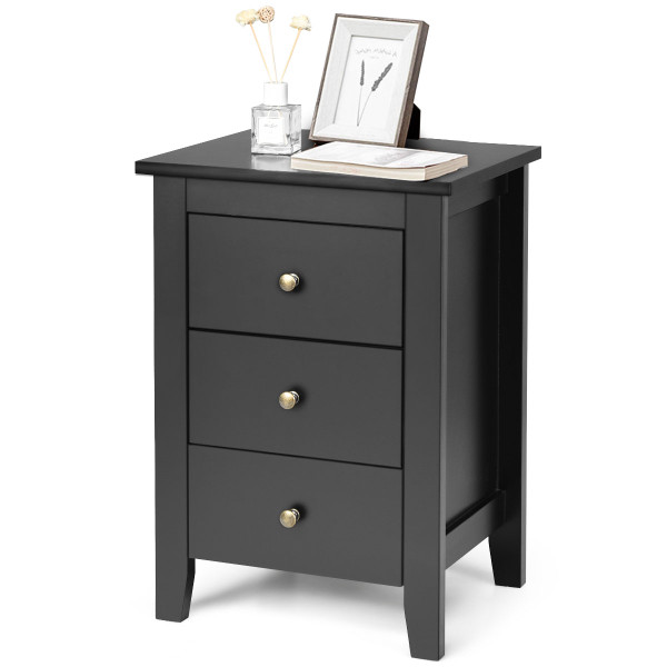 Nightstand Bedside Table with 3 Drawers and Large Storage Space product image