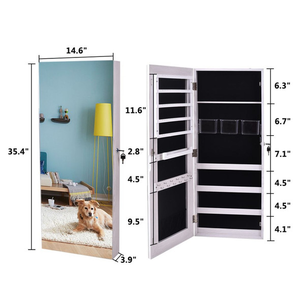 Wall-Mounted Mirror Jewelry Cabinet with Lock product image