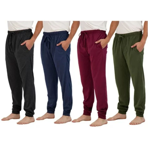 Men's Cotton Lounge Jogger Pants with Pockets (4-Pack)  product image