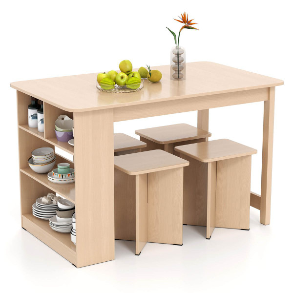 5-Piece Dining Table Set With Built-in Shelves product image
