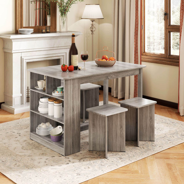 5-Piece Dining Table Set With Built-in Shelves product image