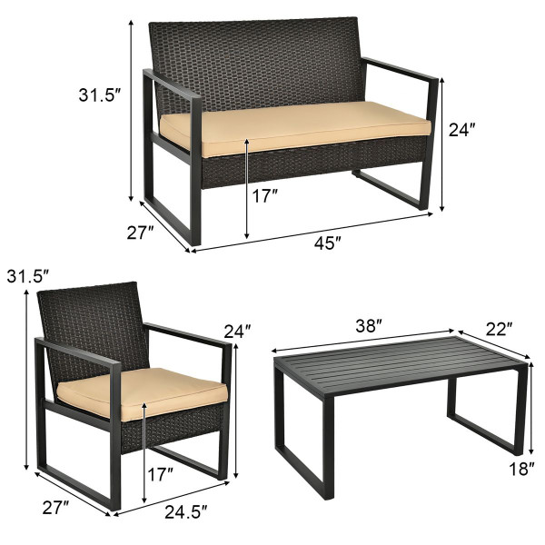 4-Piece Rattan  Patio Furniture Set product image
