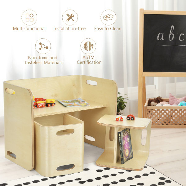3-Piece Kids Wooden Table and Chairs Set  product image