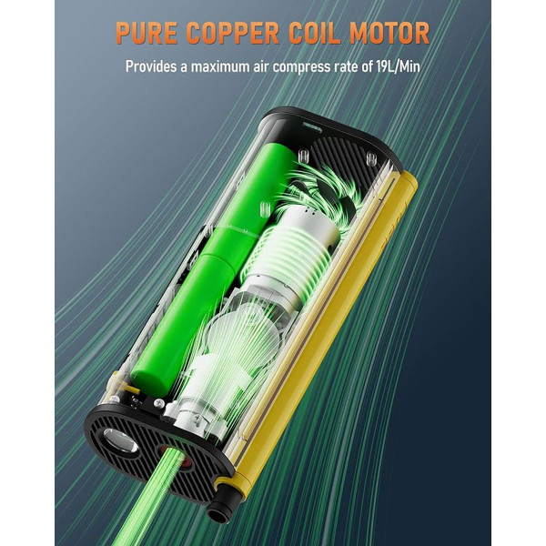Cordless Rechargeable Tire Inflator with Digital Pressure Gauge product image
