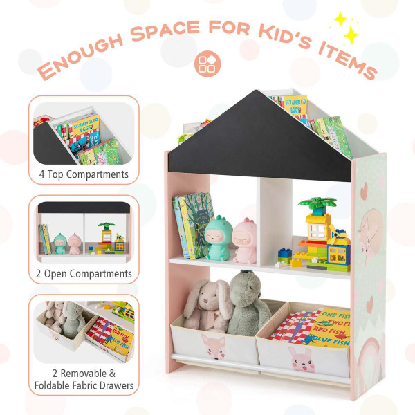 Kids Dollhouse Bookshelf with Chalkboard  and Whiteboard product image
