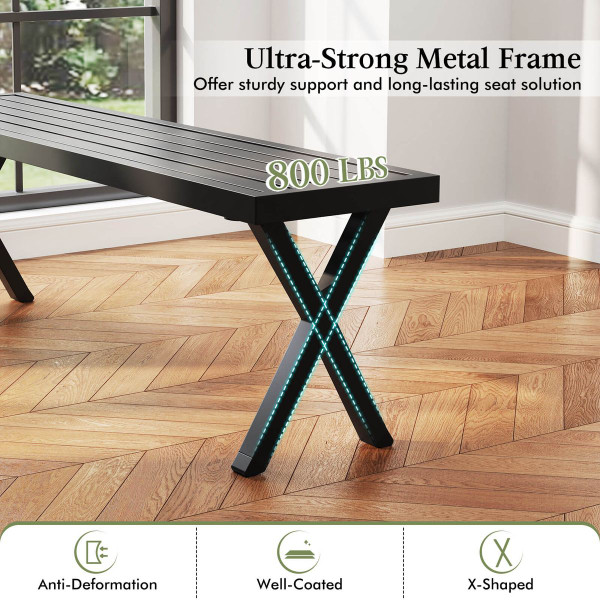 54" Patio Metal Bench with Slatted Seat and X-Shaped Legs product image