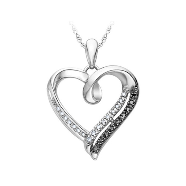 Sterling Silver & Black Diamond Heart Pendant with Chain product image