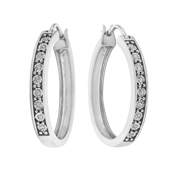 Diamond Hoop Earrings 1/10 Carat in Sterling Silver product image